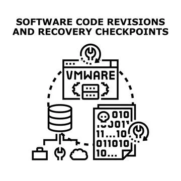 Software code revisions and recovery checkpoints concept Stockillustratie