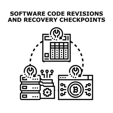 Software code revisions and recovery checkpoint concept Stock Illustration