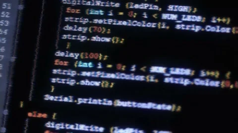 Software code scroll with glitch and digital artifacts. Software corruption and  Stock Footage 165899287