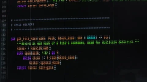 Software code text generation with film dust and scratch noise. Retro green.. Stock Footage 344889356