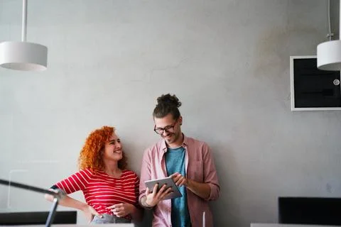 Software, coding and business woman on tablet thinking of data analytics, d.. Stock Photos