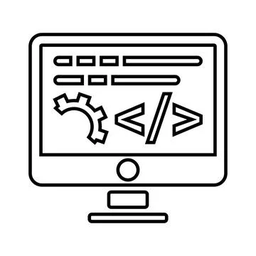 Software, coding, development outline icon. Line art vector. イラスト素材