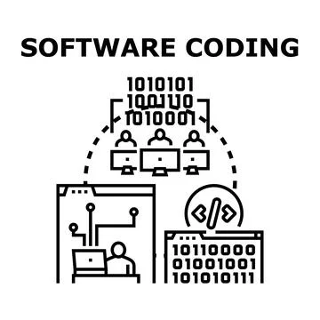 Software coding development process and digital engineering Stock Illustration