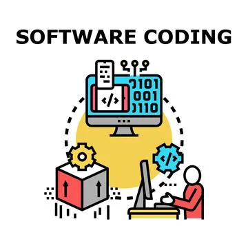 Software coding development process creating digital solutions Stock Illustration
