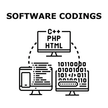 Software coding development process illustration Illustrazione stock
