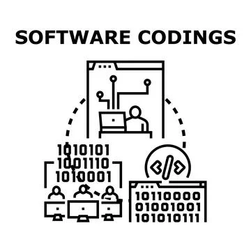 Software coding development process illustration Illustrazione stock