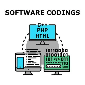 Software coding development process illustration Illustrazione stock