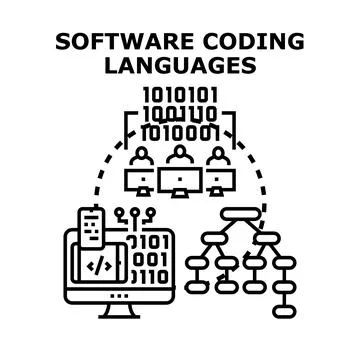 Software coding languages developing digital applications イラスト素材