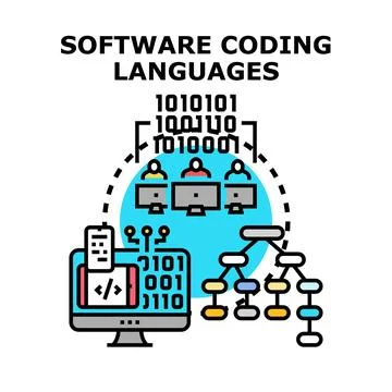 Software coding languages developing digital applications Illustrazione stock
