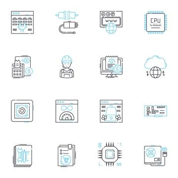 Software coding linear icons set. Programming, Algorithms, Debugging, Variables Stock-Illustration