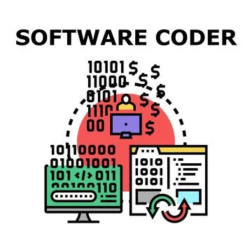 Software coding process generating digital financial revenue Stock-Illustration
