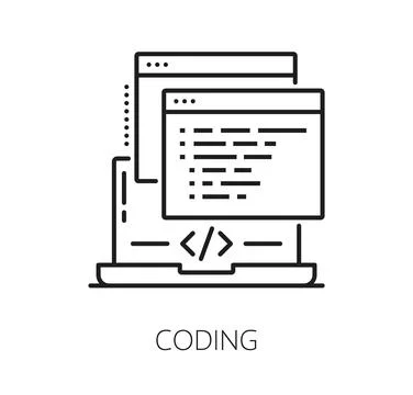 Software coding, program code vector icon 库存插图