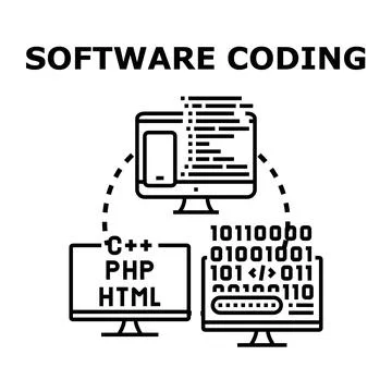 Software coding programming development creating code processes Stockillustratie
