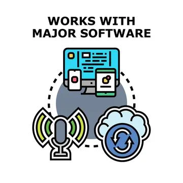 Software compatibility across multiple interconnected digital devices Stockillustratie