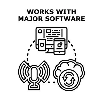 Software compatibility across multiple interconnected digital devices Stock Illustration