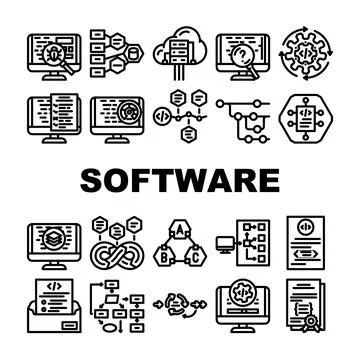 Software compute, engineer icons set vector イラスト素材