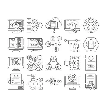Software compute, engineer icons set vector イラスト素材