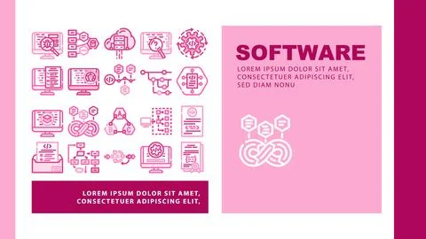 Software compute, engineer landing header vector Stock Illustration