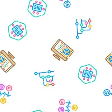 Software compute, engineer vector seamless pattern 스톡 일러스트