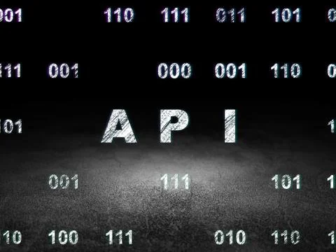 Software concept: Api in grunge dark room Illustrazione stock