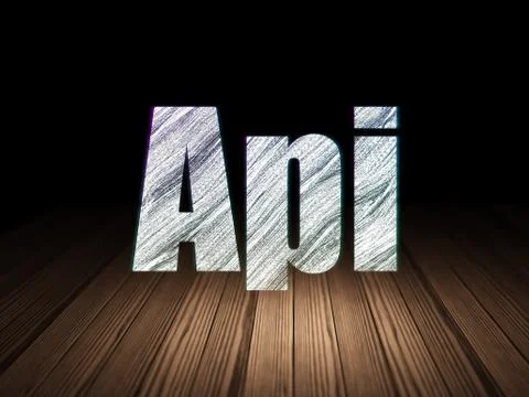 Software concept: Api in grunge dark room Illustrazione stock