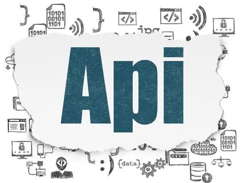 Software concept: Api on Torn Paper background Illustrazione stock
