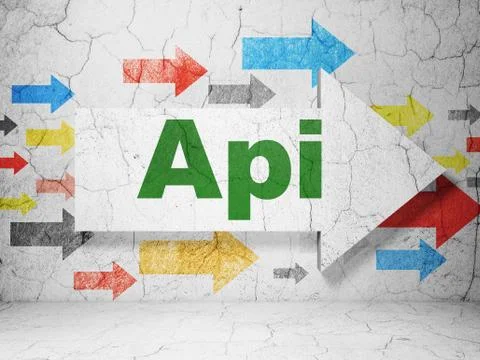 Software concept: arrow with Api on grunge wall background Stock-Illustration