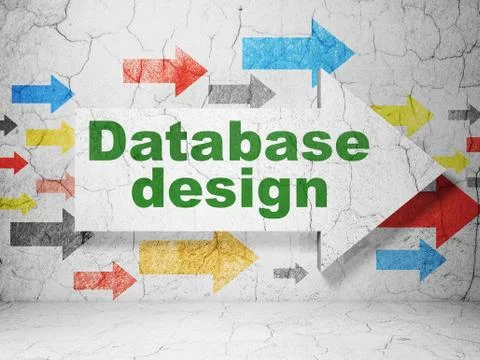 Software concept: arrow with Database Design on grunge wall background Stock-Illustration