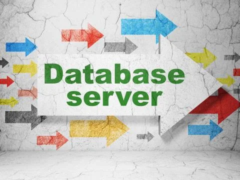 Software concept: arrow with Database Server on grunge wall background イラスト素材