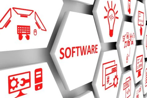 Software concept cell background 3d illustration Stock Illustration