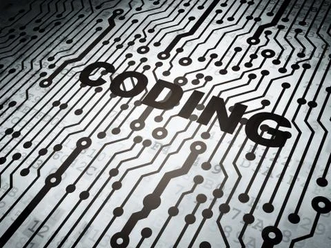 Software concept: circuit board with Coding Stockillustratie