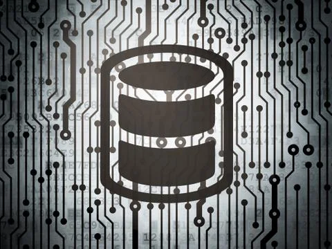 Software concept: circuit board with Database Illustration