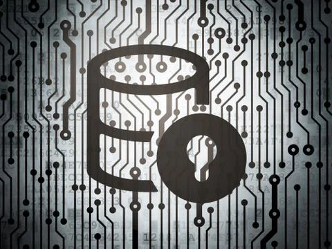 Software concept: circuit board with Database With Lock Stock Illustration