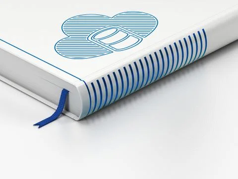 Software concept: closed book, Database With Cloud on white background Stock Illustration