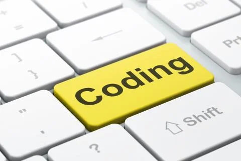 Software concept: Coding on computer keyboard background Stock Illustration