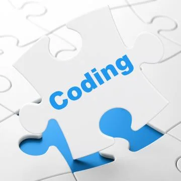 Software concept: Coding on puzzle background Stock Illustration
