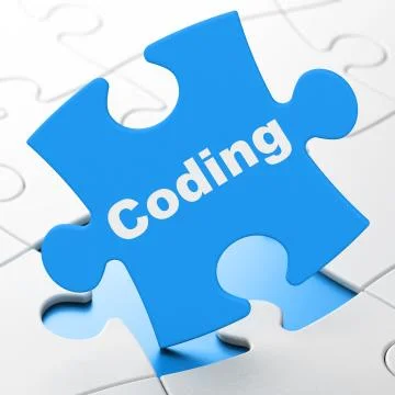 Software concept: Coding on puzzle background Stock Illustration