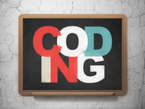 Software concept: Coding on School board background Stock Illustration