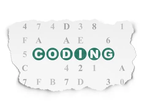 Software concept: Coding on Torn Paper background Stock Illustration