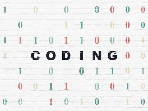 Software concept: Coding on wall background Stock Illustration
