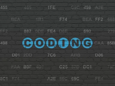 Software concept: Coding on wall background Stock Illustration