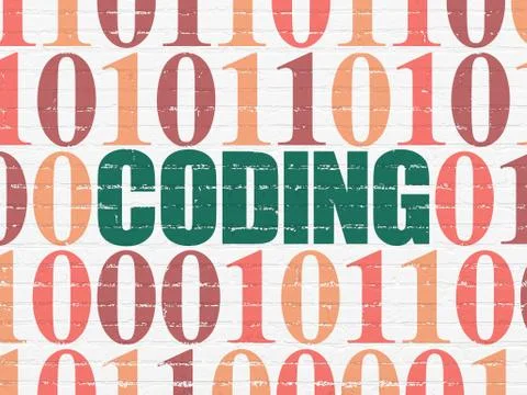 Software concept: Coding on wall background Stock Illustration