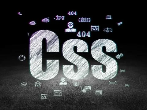Software concept: Css in grunge dark room Stock Illustration