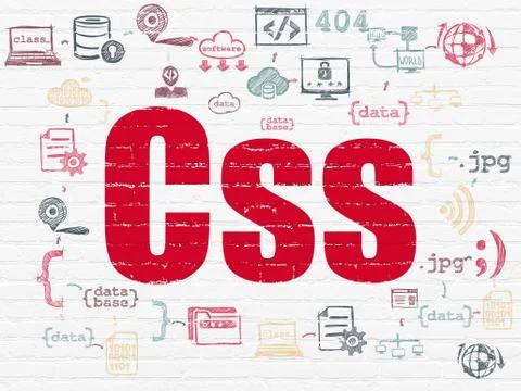 Software concept: Css on wall background 스톡 일러스트