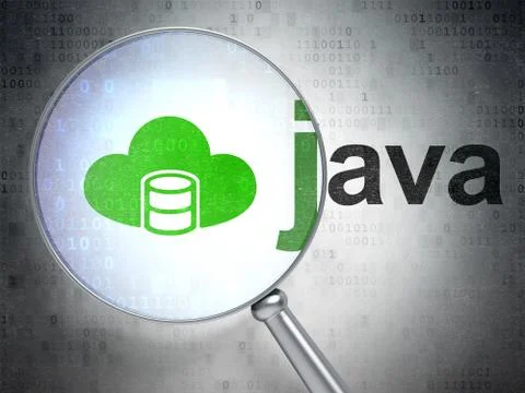 Software concept: Database With Cloud and Java with optical glass Stock Illustration