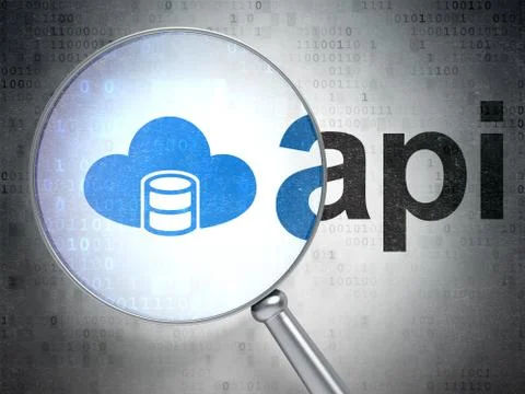 Software concept: Database With Cloud and Api with optical glass イラスト素材