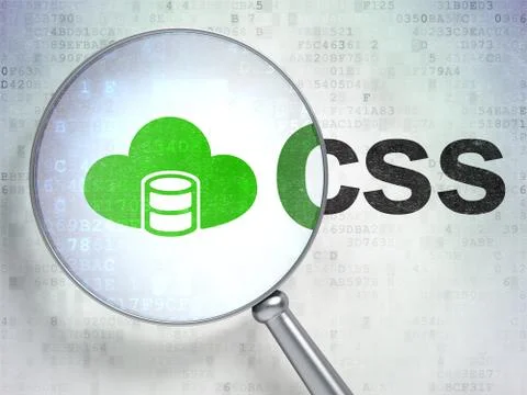 Software concept: Database With Cloud and Css with optical glass Stockillustratie