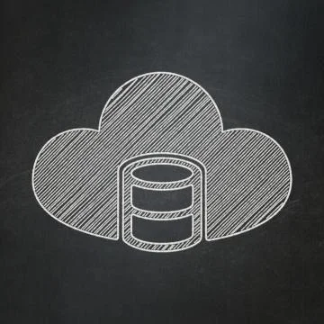 Software concept: Database With Cloud on chalkboard background Stock Illustration