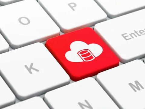 Software concept: Database With Cloud on computer keyboard background Stock Illustration