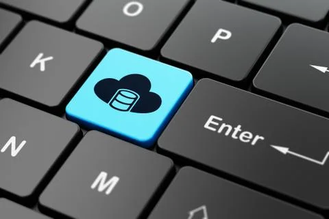 Software concept: Database With Cloud on computer keyboard background Stockillustratie